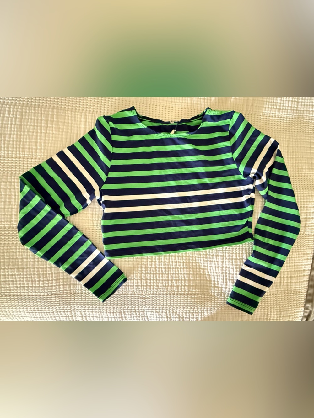 Vix Striped Swim Coverup / Rash guard Green, Navy & White
